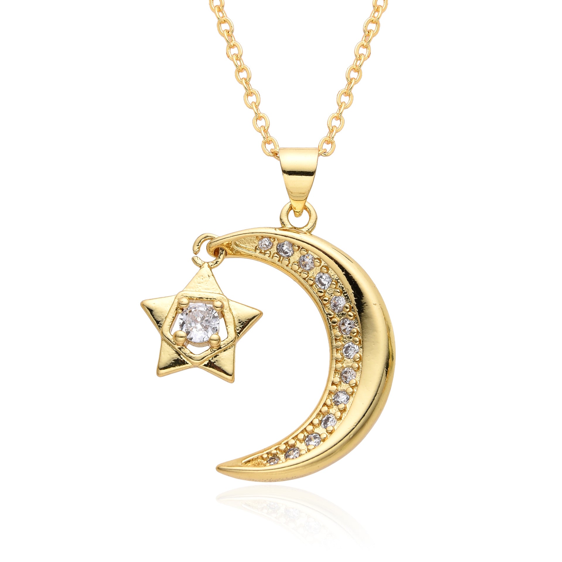 Wholesale Moon Micropaved Zirconia Necklace